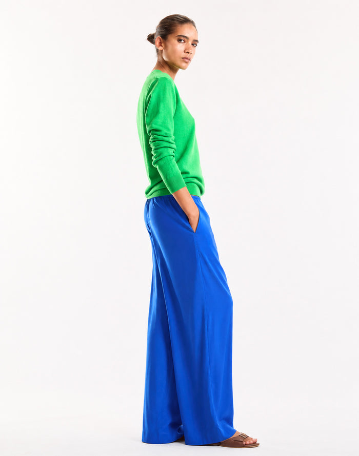 BLUE SATIN LOUNGE PANT