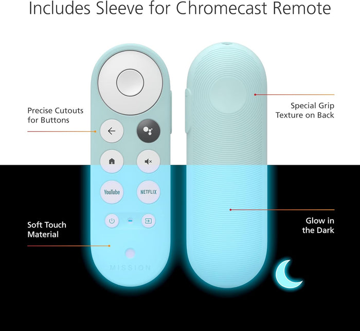 USB Power Cable for Chromecast (4K) with Google TV (With Glow Remote Sleeve)