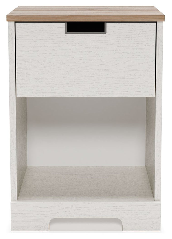 Vaibryn - White / Brown / Beige - One Drawer Night Stand