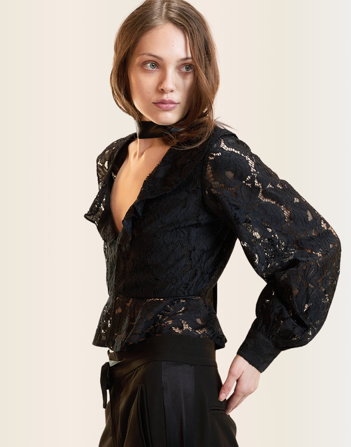 Black lace blouse