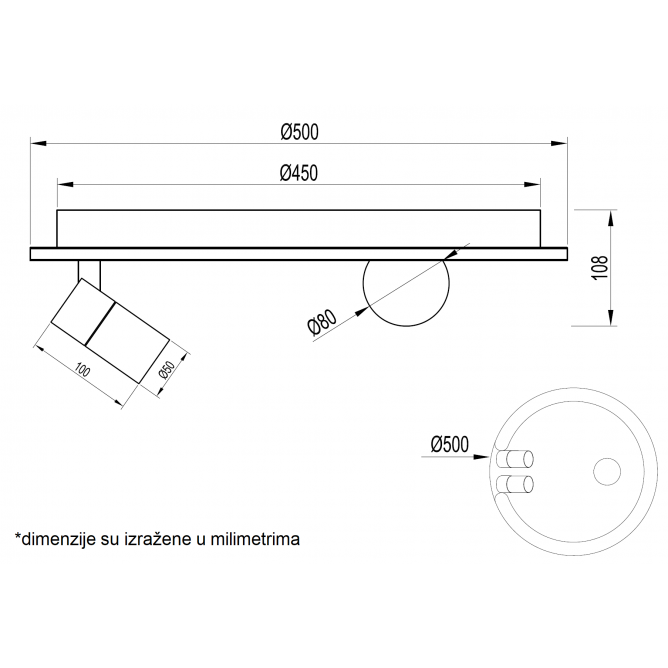 VESTA 483 PLAFONSKA SVETILJKA 30W+2*5W+3W 3000K BELA