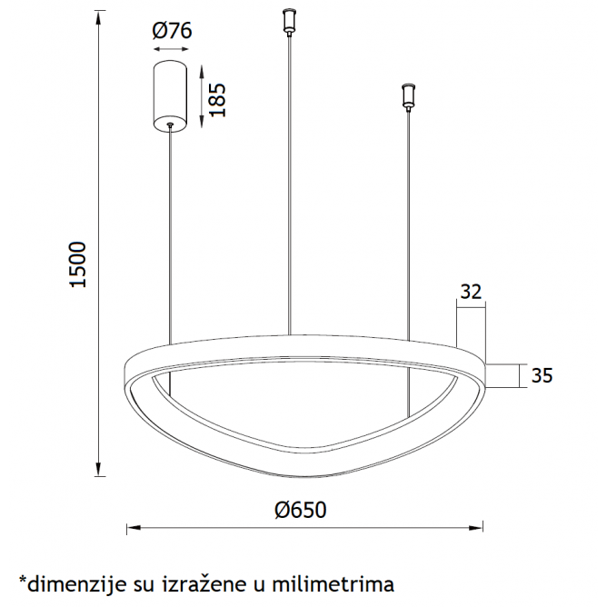 VESTA 520 VISILICA 48W 3000K BELA