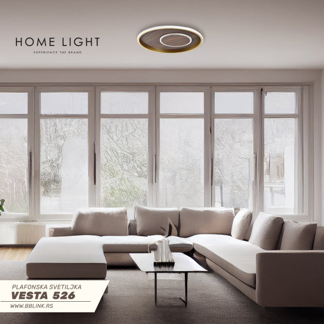 VESTA 526 PLAFONSKA SVETILJKA 36W 3000/4500/6000K TAMNO DRVO/ZLATO (Ø 400)