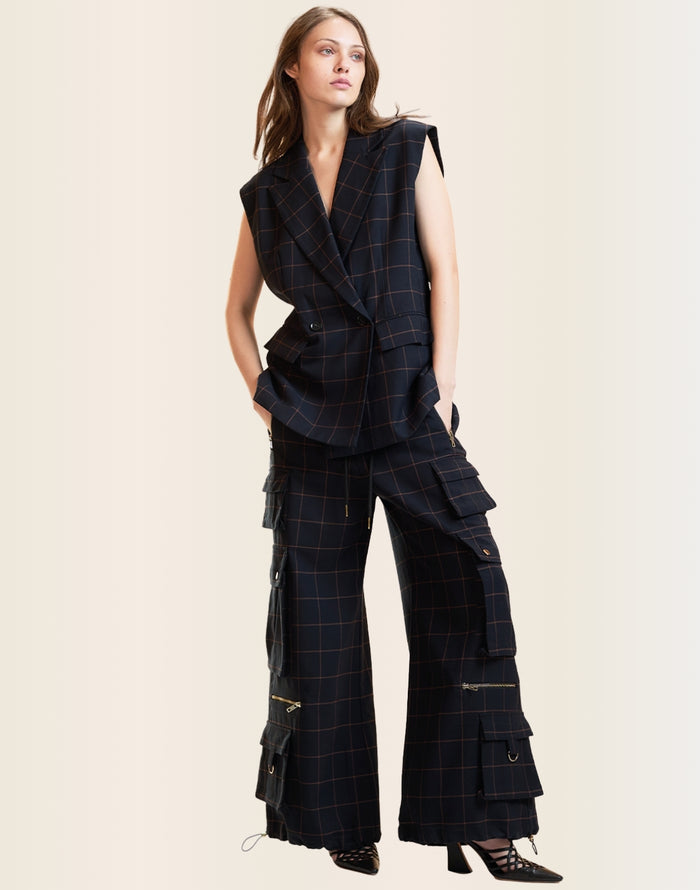 Gilded Grid Cargo Pants