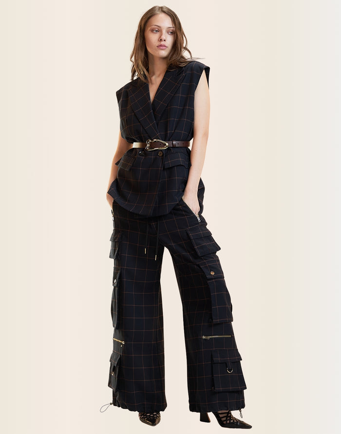 Gilded Grid Cargo Pants