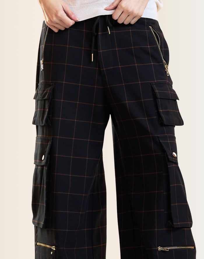 Gilded Grid Cargo Pants
