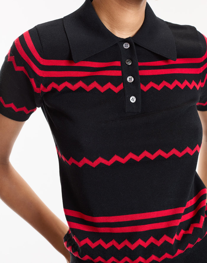 Black Ziggy Knit Polo
