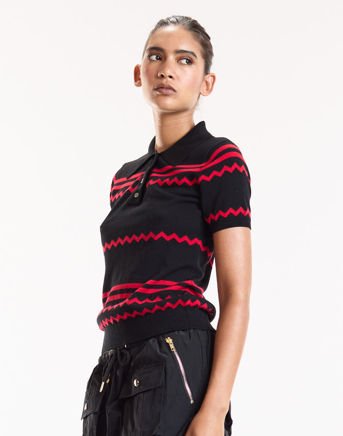 Black Ziggy Knit Polo