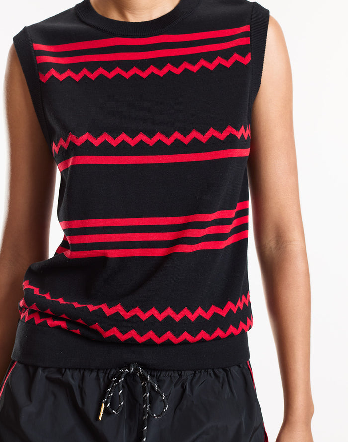 Black Sleeveless Ziggy Knit Top